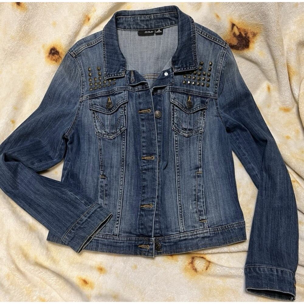 Woman’s Denim Jacket ana Blue Jean Studded Size Medium Western Cowgirl Festival